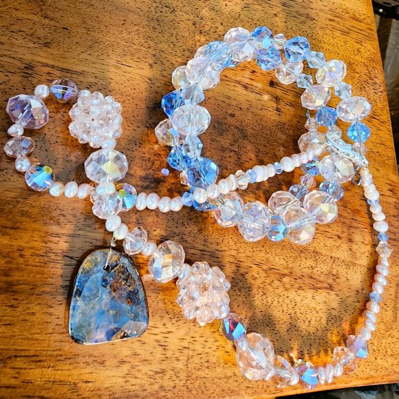 Pearls & Crystals Jewelry with Cultured Pearls Aussy Opal Angel Skin Coral - Picture 6 of 7